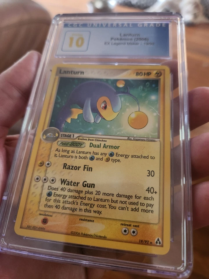 (POP 4) CGC 10 PRISTINE Pokemon EX Legend Maker Rare Lanturn 19/92 Graded Card  - Image 3 of 4