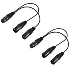 2 Pack 3-Pin XLR Female Jack to Dual 2 Male Plug Y-Splitter Cable Adaptor Mic DJ