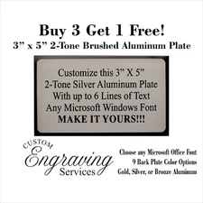 3"x5" TWO TONE ALUMINUM ENGRAVED SUBLIMATION PLATE TAG PLAQUE  See Description!!