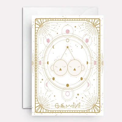 Zodiac birthday cards - Gemini birthday card by Paper Bound Greetings