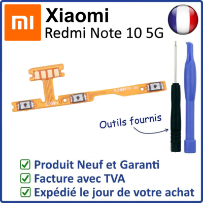 Nappe De Connexion Power + Boutons Volume Pour Xiaomi Redmi Note 10 5G - Occasion Mais Fonctionnelle