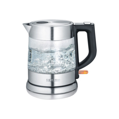 Severin WK 3468 Glas Wasserkocher mit Kalkfilter Edelstahl/Schwarz Heater