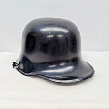 VTG Marx WW2 Style Toy German Helmet M35 Black Plastic 1960s w/ Elastic Strap