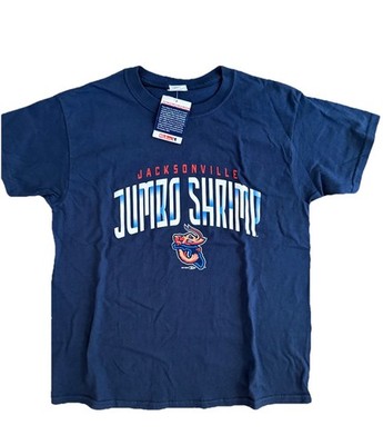 Jacksonville Jumbo Shrimp Youth M Medium Baseball Navy Blue Tshirt Tee Kids NWT
