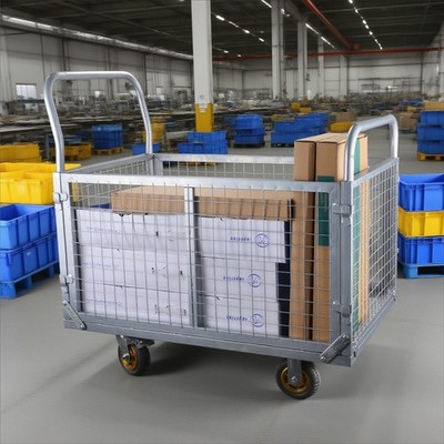 US Stock 6-in-1 Folding Platform Truck with Cage, Heavy Duty 1800LBS Push Cart