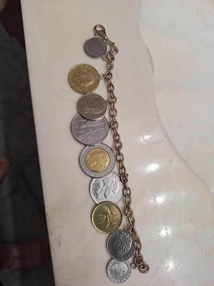 QVC Authentic Lire Coin Bracelet Italian Silver Sterling 925 Gold Plate 7" - Image 3 of 3