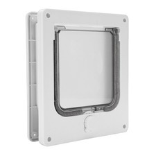 Cat Door 4 Way Locking Flap Weatherproof ABS Frame Pet Door White M
