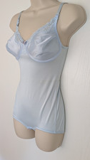 VTG Sears Blue Shapewear Bodysuit Underwire Hook/ Eye Crotch Lace 31984 36B