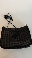 Vintage Black Metal Mesh Evening/Shoulder Purse With Front Bow And Chain Strap