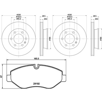 HELLA PAGID BREMSENSET 300mm VORNE passend für MERCEDES SPRINTER 907 910