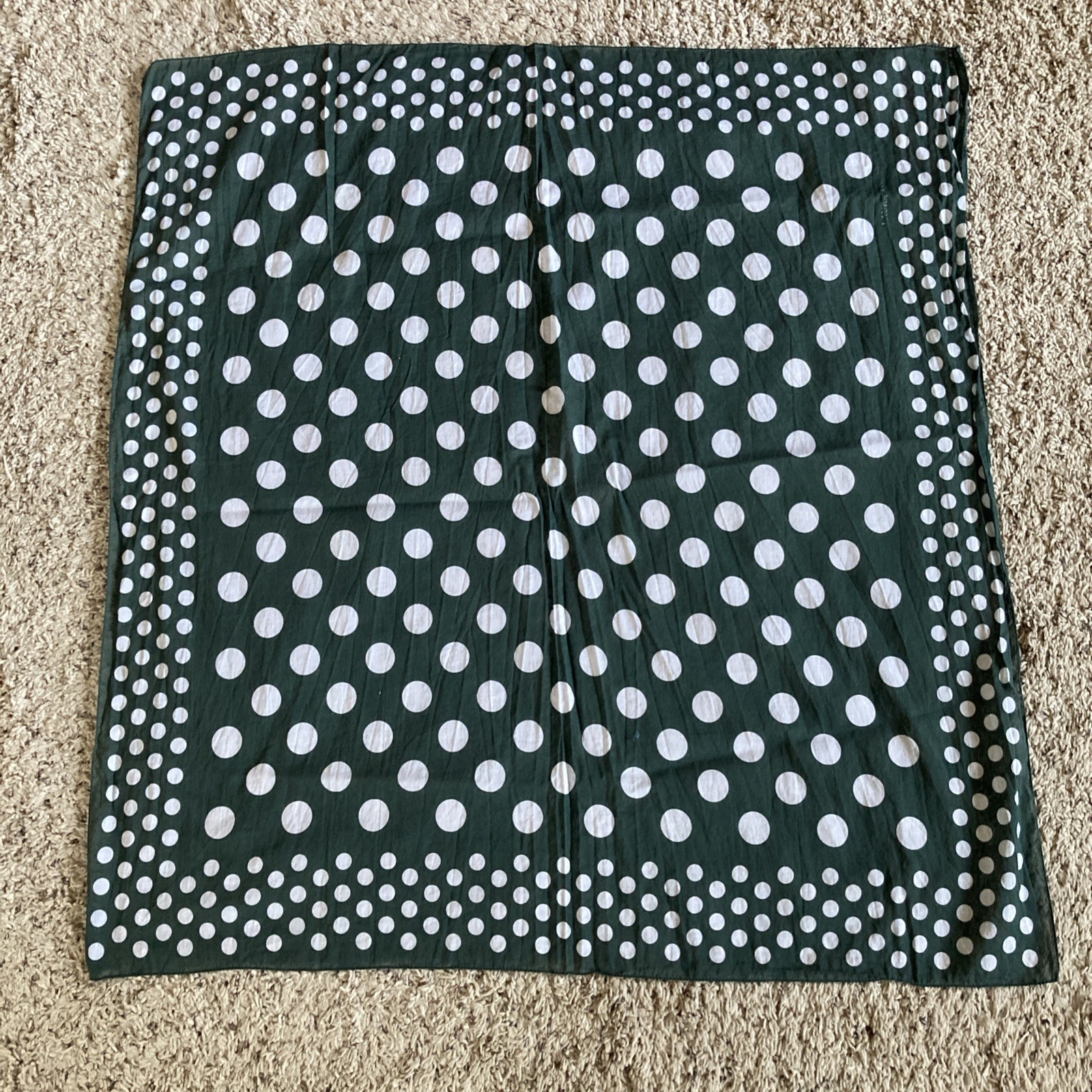 Vintage Laura Ashley Green Polka Dot Women’s Scarf Made In Italy 31” X 33”