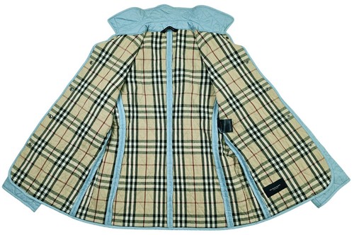 HOT ENGLAND Women BURBERRY LONDON DIAMOND QUILTED NOVA CHECK LINED BLUE Jacket S - Picture 14 of 18