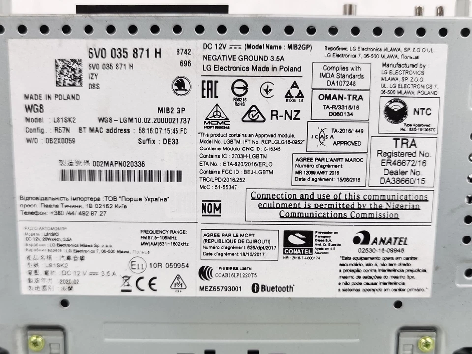 6V0035871H AUDIO SYSTEM / RADIO CD / 2425799 FOR SKODA FABIA III NJ3 1.0 - Image 4 of 4