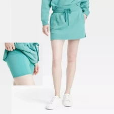JoyLab Women's French Terry High-Rise Skort Green Size Small