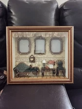 Rare Shadow Box of VTG VICTORIAN Living room Foyer Arister Gifts -3 pictures