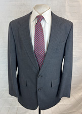 Hart Schaffner Marx Men's Gray Pinstripe Wool Blazer 40R Two Button USA Vintage