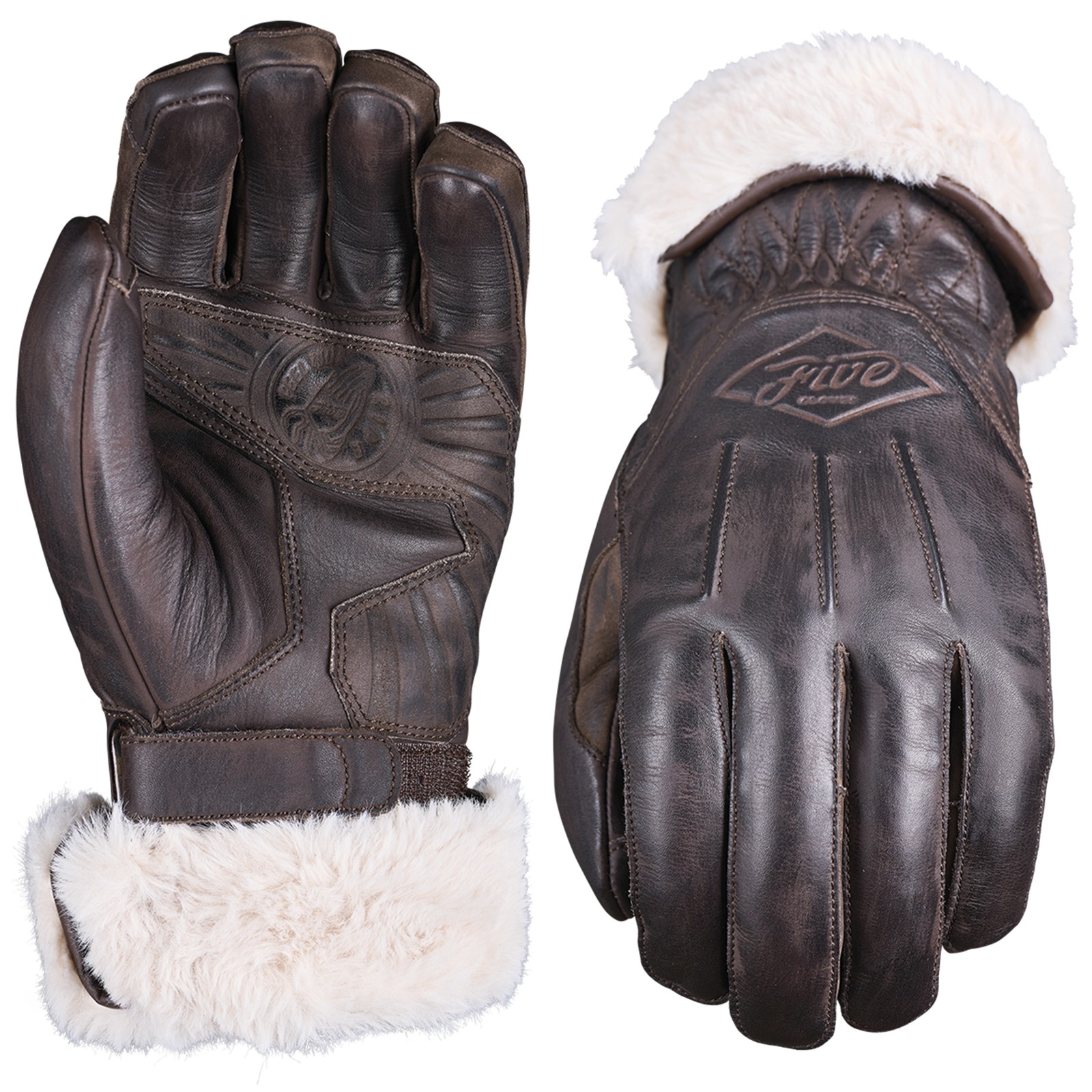 Gants moto en cuir marron FIVE Montana Woman XL au design premium