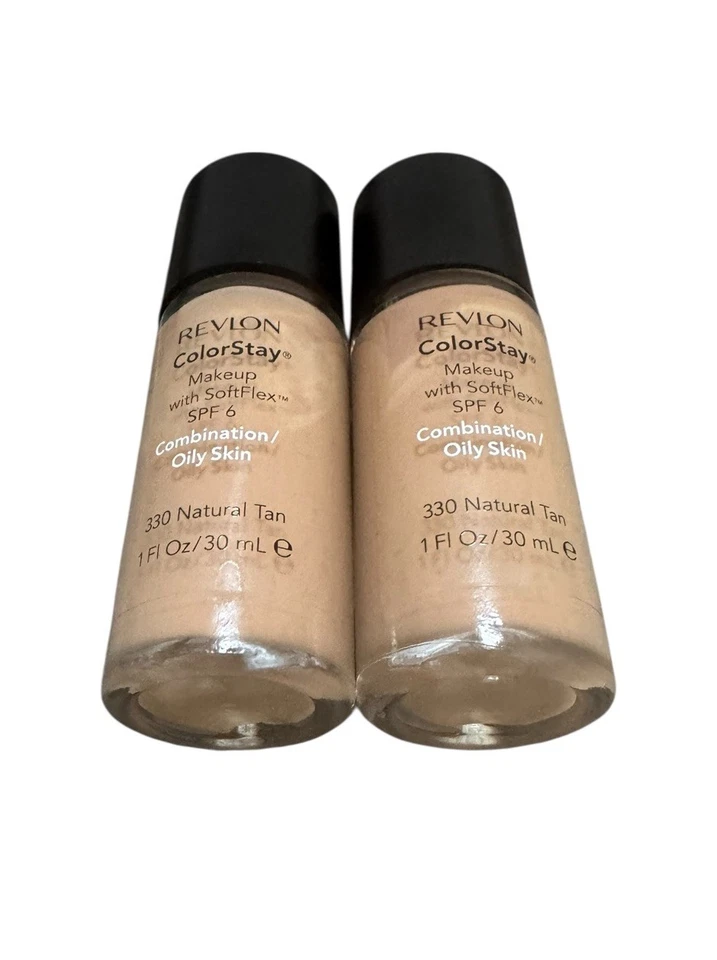 2x Revlon Natural Tan Combination Oily Foundation SPF6 330 30ml Lightweight - Image 2 of 4
