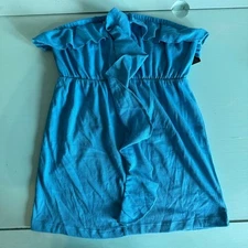 Source Unknown Y2K Blue Ruffled tube top