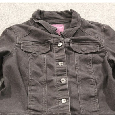 Gloria Vanderbilt Black Denim Jean Jacket Womens M Button Front