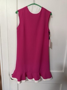victoria beckham target pink dress NEW Victoria Beckham Target Fuchsia Twill Ruffle Hem Hot Pink Dress White S