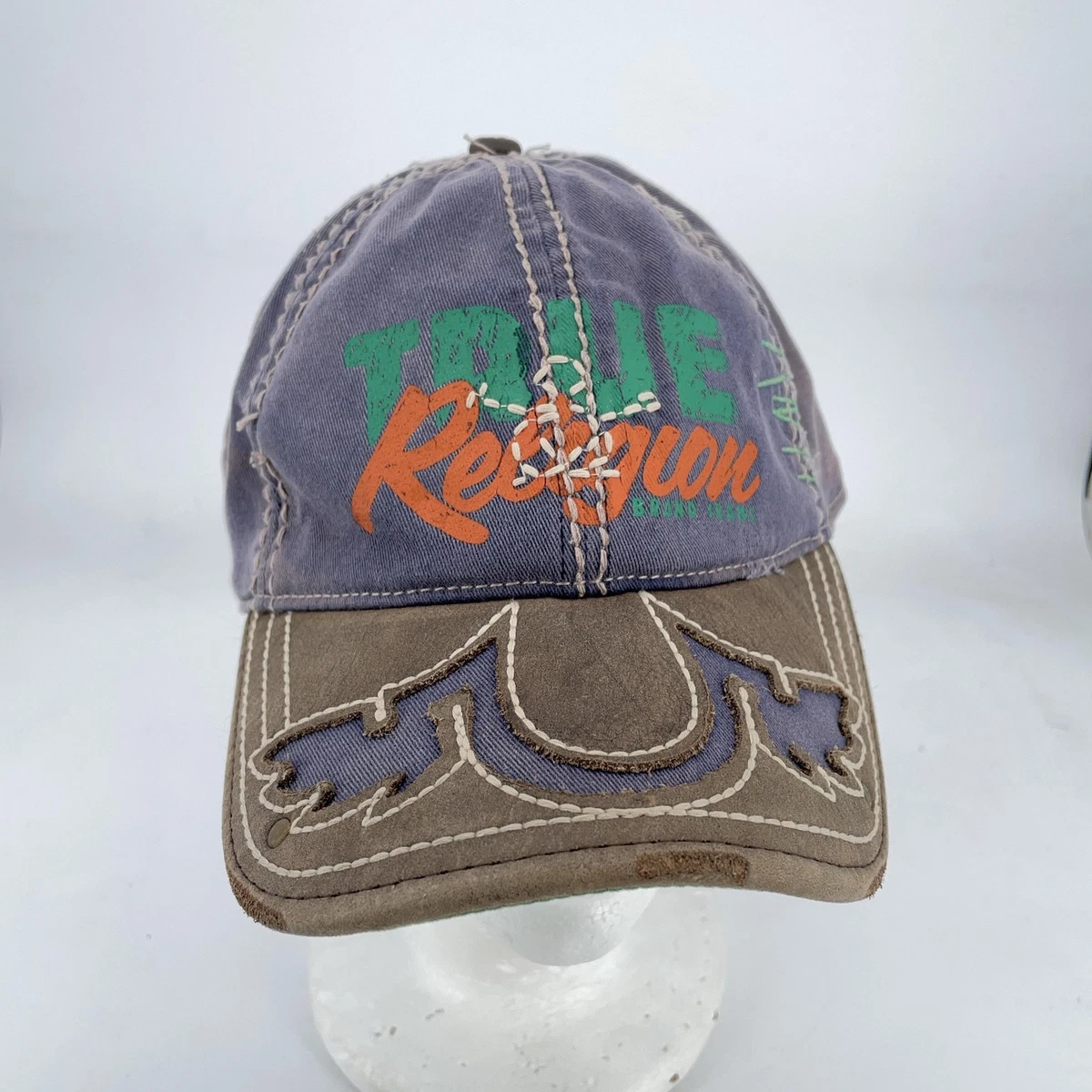 True Religion baseball hat cap gray linen cotton silver stud embroidery XXX Vintage TRUE RELIGION Hat Buddha Baseball | Mercari main image 4