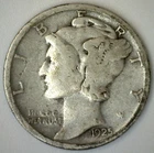 1925 S US Mercury Dime Coin Circulated 10c Silver Fine Condition