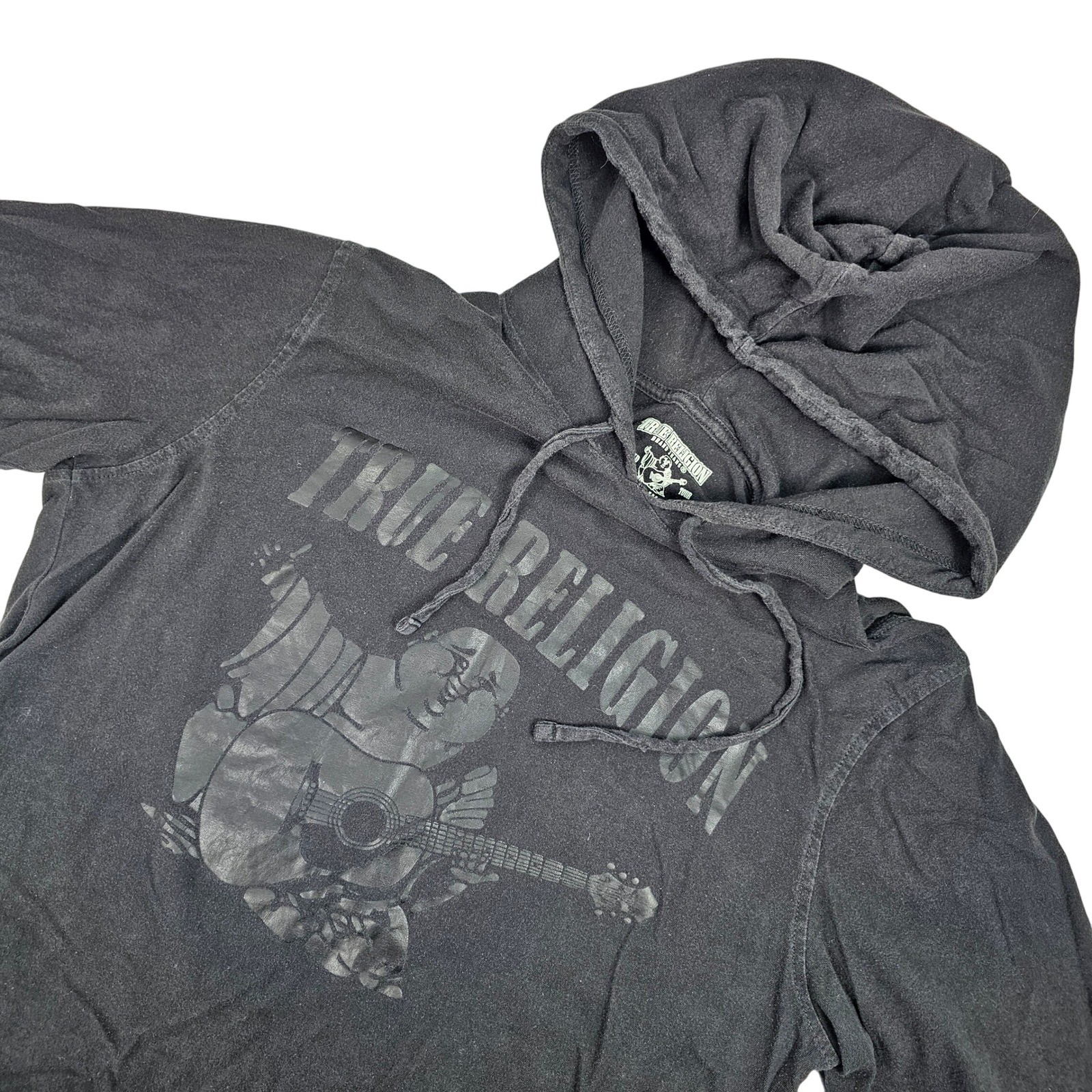 True Religion Mens M Pitch Black SS Pullover Tee Buddha Y2K Nostalgia Streetwear