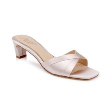 Women's Jewel Badgley Mischka Paris Slip-On Slide Sandals Champagne Satin