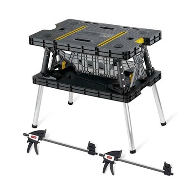 Keter Folding Work Table, Portable Workbench w/ 12'' Clamps for Garage/Wood Sh...
