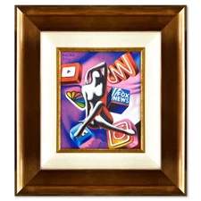 Mark Kostabi, "Rita's World" Framed Original Oil Painting on Canvas, Hand Signed