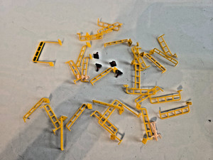 N Scale Lot of 34 Road Barricades plus 2 unpainted figures &safety cones