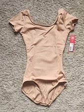 Capezio Women's Light Suntan Classic Short Sleeve Leotard Size Small NWT