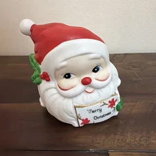 Vintage Santa Face Napkin Or Letter Holder JSNY Taiwan Merry Christmas