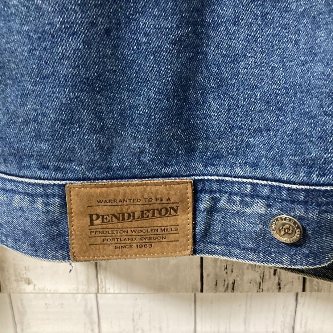PENDLETON Denim Jacket Cotton Native pattern Size… - image 5