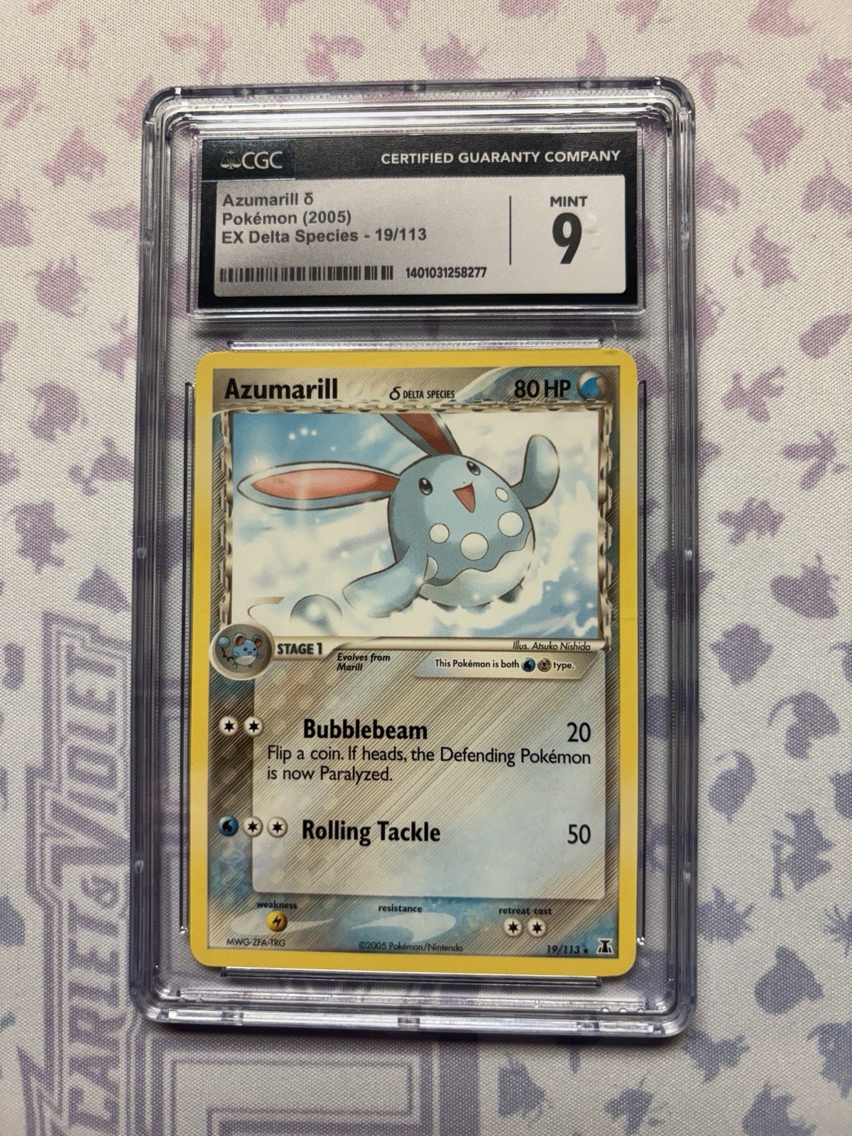 Pokémon Azumarill δ Delta Species 19/113 Reverse Holo Rare Stage 1 80HP CGC 9