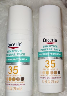 Eucerin Tinted Mineral Face Sunscreen SPF 35 Sensitive Skin 1.7 Fl oz / Lot of 2