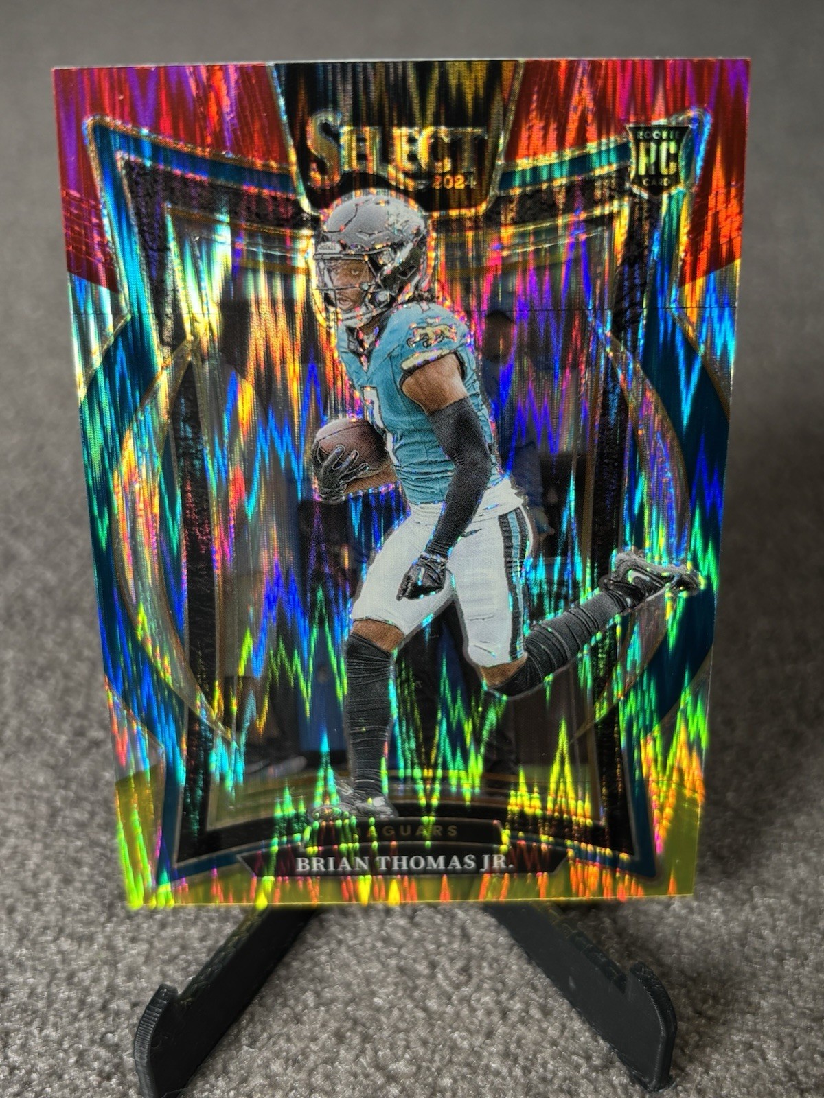 2024 Panini Select #91 Brian Thomas Jr. Red & Yellow Prizm Shock