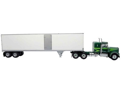 1976 Kenworth W900A Tractor with Dry Goods Trailer Green Metallic with Light Gre