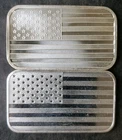 Two 1oz Silver American Flag Bars