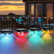 16 Pack Solar Fence Lights, RGB Color Changing Christmas Fence Solar Light, W...