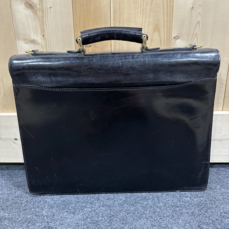 Maletín Bosca Vintage Cuero Negro Abogado de Negocios Italiano Sin Correa Foto 2 de 4