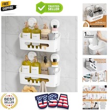 Shower Caddy Suction Cup 2 Pack, Shower Organizer Removable Bathroom Shelf, S...