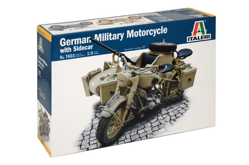 ITALERI 7403 ドイツ軍用バイク 1:9 ITALERI 7403 - 1:9 German Military Motorcycle with Sidecar
