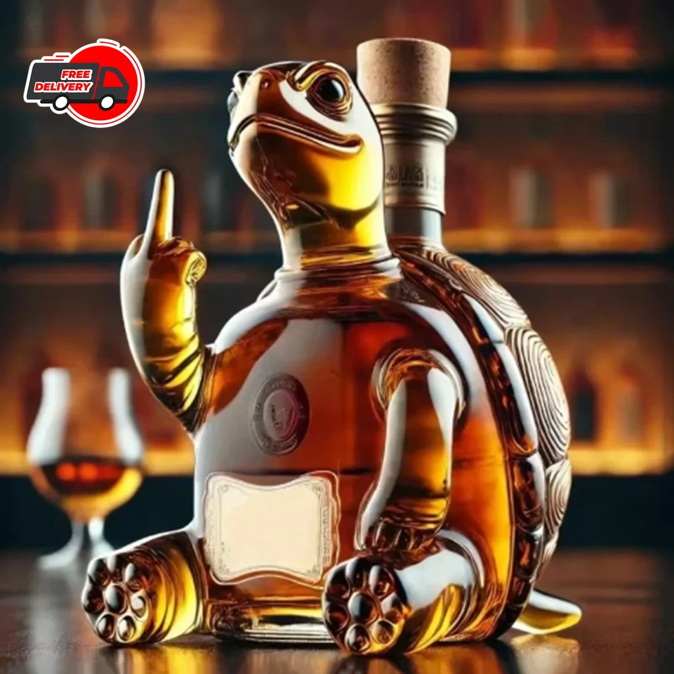 Botella de whisky tortuga animal desprecio internacional por gesto jarra de whisky Foto 3 de 4
