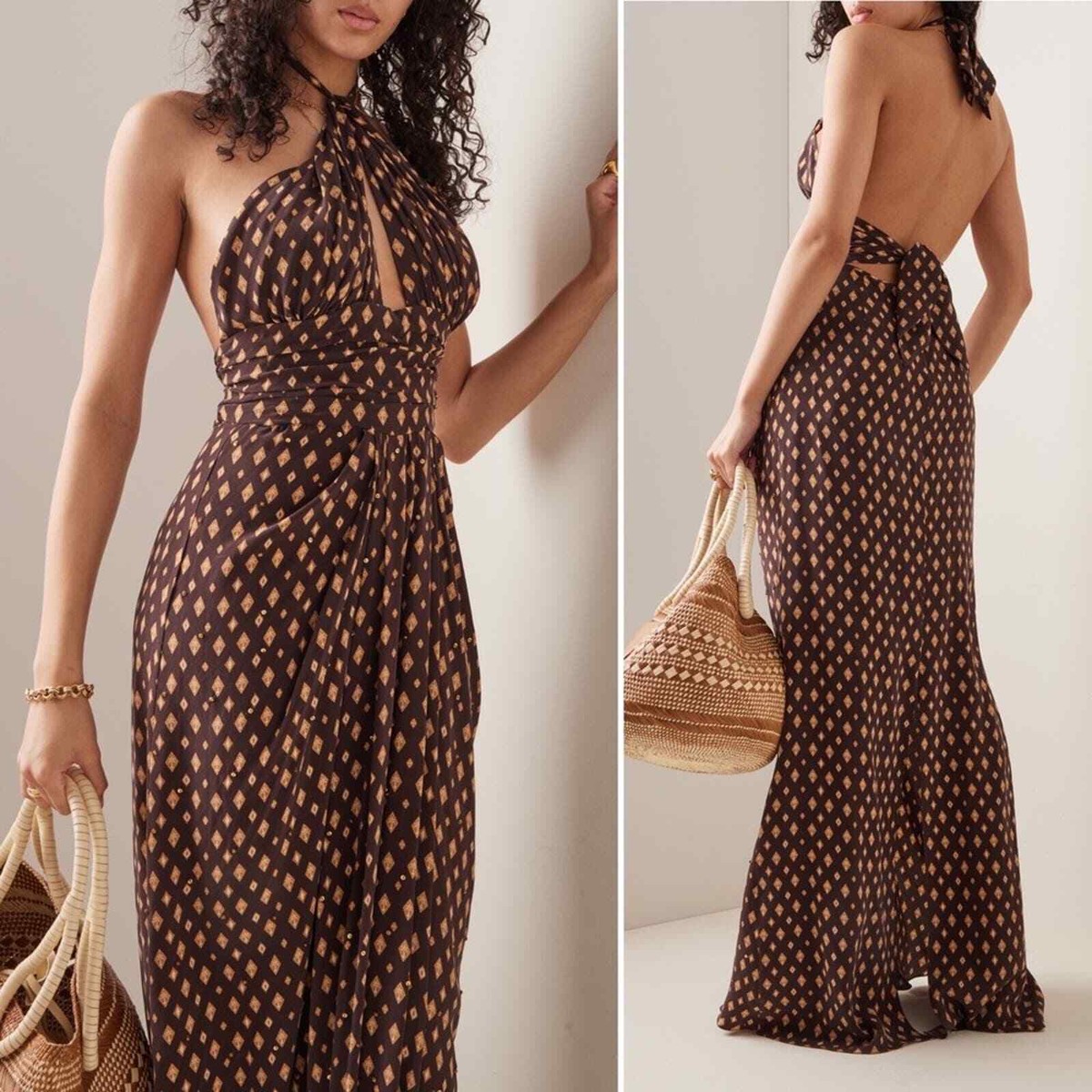 NWT Johanna Ortiz Palm Tree Collector Sequin Maxi Halter Dress