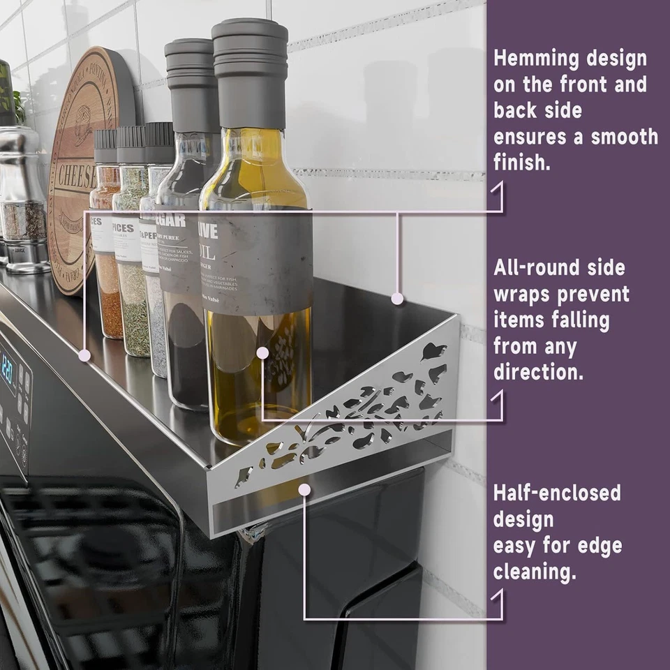 Rack magnético para fogão, 30 pol. longo, rack magnético de especiarias, (aço inoxidável) - Imagem 3 de 4