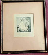 Norman Lindsay Facsimile Etching "Jealousy" N0: 238 of 500 Framed Under Glass 