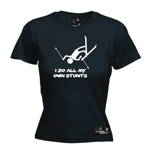 I Do All My Own Stunts Ski DAMEN T-SHIRT T-SHIRT Winter Skifahren lustiges Geburtstagsgeschenk - Bild 4 von 10
