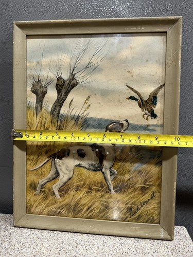 Vintage Paul Wood Signed & Framed Pointer And Mallard Etching in VGC - Picture 2 of 5